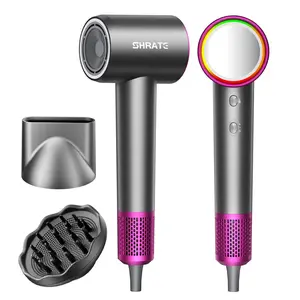 Professional High-Speed Ionic Hair Dryer, 160000 RPM, 500M Negative Ions, Low Noise, Compact Design with Magnetic Diffuser for All Hair Types