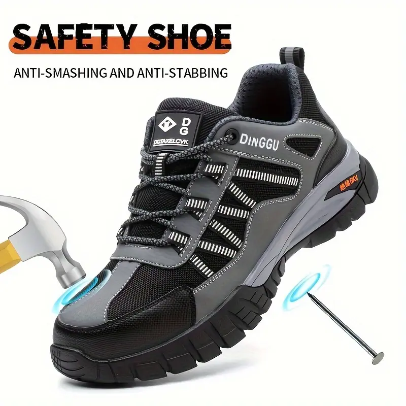 Men's Durable Work Sneakers - Breathable mesh safety shoes with steel toe protection for a casual look. With a non-slip EVA sole, they offer year-round comfort. A perfect Fathersdaygift.