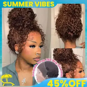 Ashimary Water Wave Invisi-Strap Snug Fit 360 Lace Frontal Pre-Cut Bleached Knots Chocolate Brown Glueless Lace Wig#Summervibes