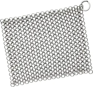 Scrubber Chainmail - Cleaner for Cast Iron Stainless Steel Anodized Cookware Scraper Cleaning Dutch Ovens Scourer for All Types of Skillet Griddles Cast Iron Pans Pots Grills & DIshes Sponge Dutch Ovens by Krisp Beauty Kitchen Smooth Pad Baking