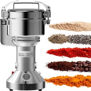 1200W 400g High-Speed Electric Grain Mill Grinder, Stainless Steel Dry Food Grinder for Wheat, Rice, Corn, Spices & Herbs, with Timer & Safety Protection