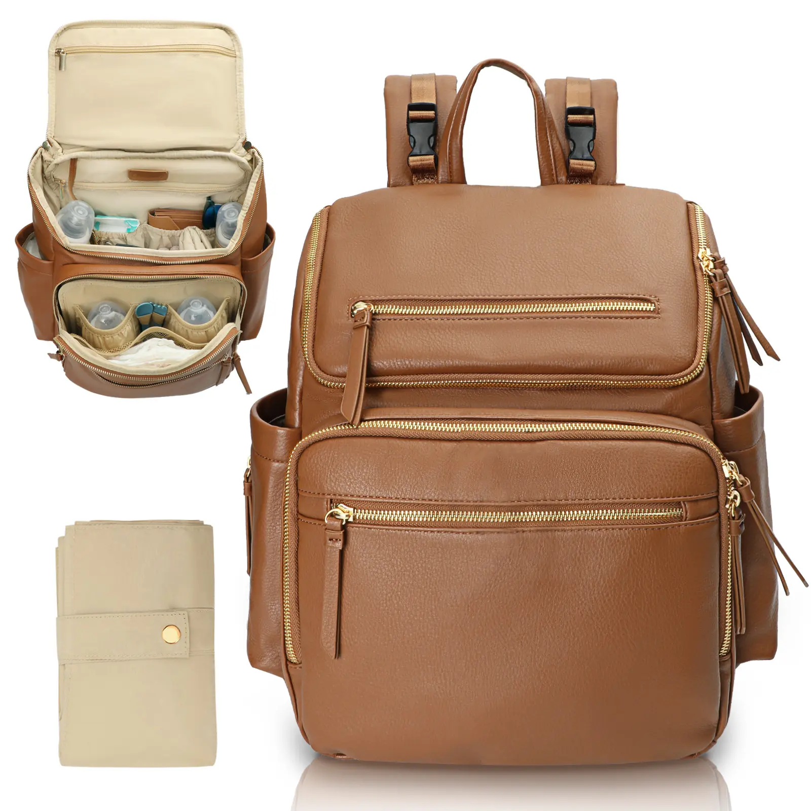 Miss Fong × Omanmoli Baby Diaper Bag, Carry-On Travel Backpack with 17 Organizing Pouches, a Changing Pad for Infant Newborn, Hospital Bag for Woman with Stroller Straps, Multifunctional Diaper Bags, Fashion Mummy Mom Bag, Carry Luggage, Holiday Gift