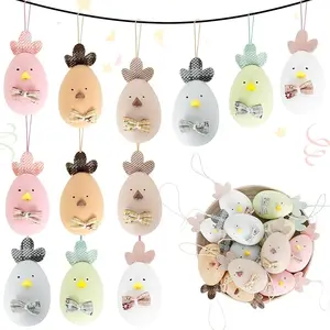 12pcs Multicolored Hanging Artificial Easter Egg Ornaments for Tree, Basket, DIY Crafts & Easter Party Favors