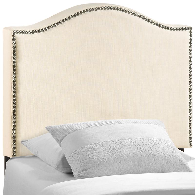 Modway Curl Twin Nailhead Upholstered Headboard in Ivory