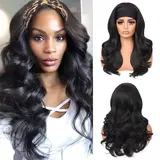 Lush Haute Wear and Go Body Wave Headband Wig Synthetic Wavy Wig for Women Glueless Wig with Headband Attached Heat Friendly 22 inch