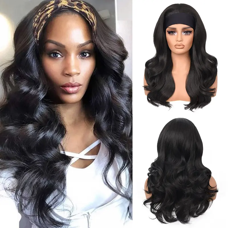 Lush Haute Wear and Go Body Wave Headband Wig Synthetic Wavy Wig for Women Glueless Wig with Headband Attached Heat Friendly 22 inch