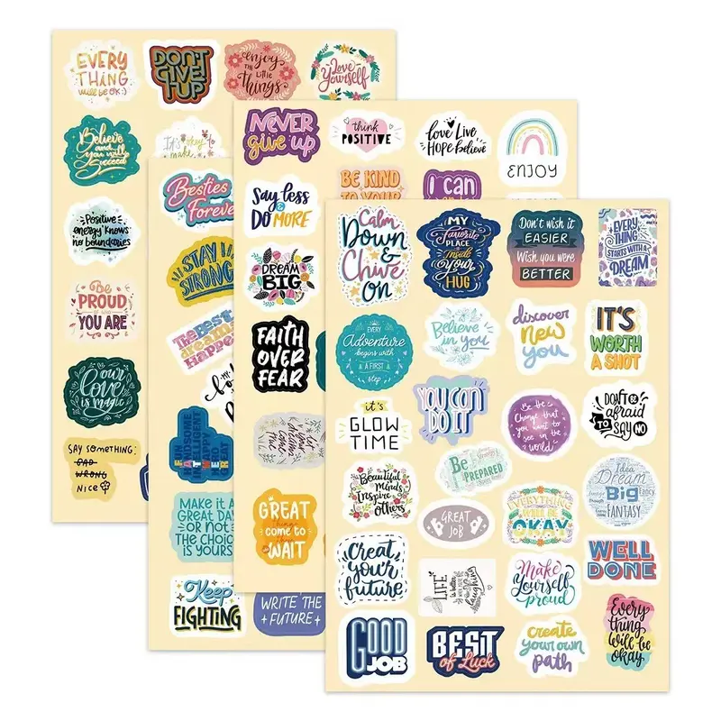 Motivational Slogan Sticker, 100pcs/set Waterproof Self Adhesive Decor Paper, Decor Sticker for Gift Greeting Card Water Bottle Laptop Phone