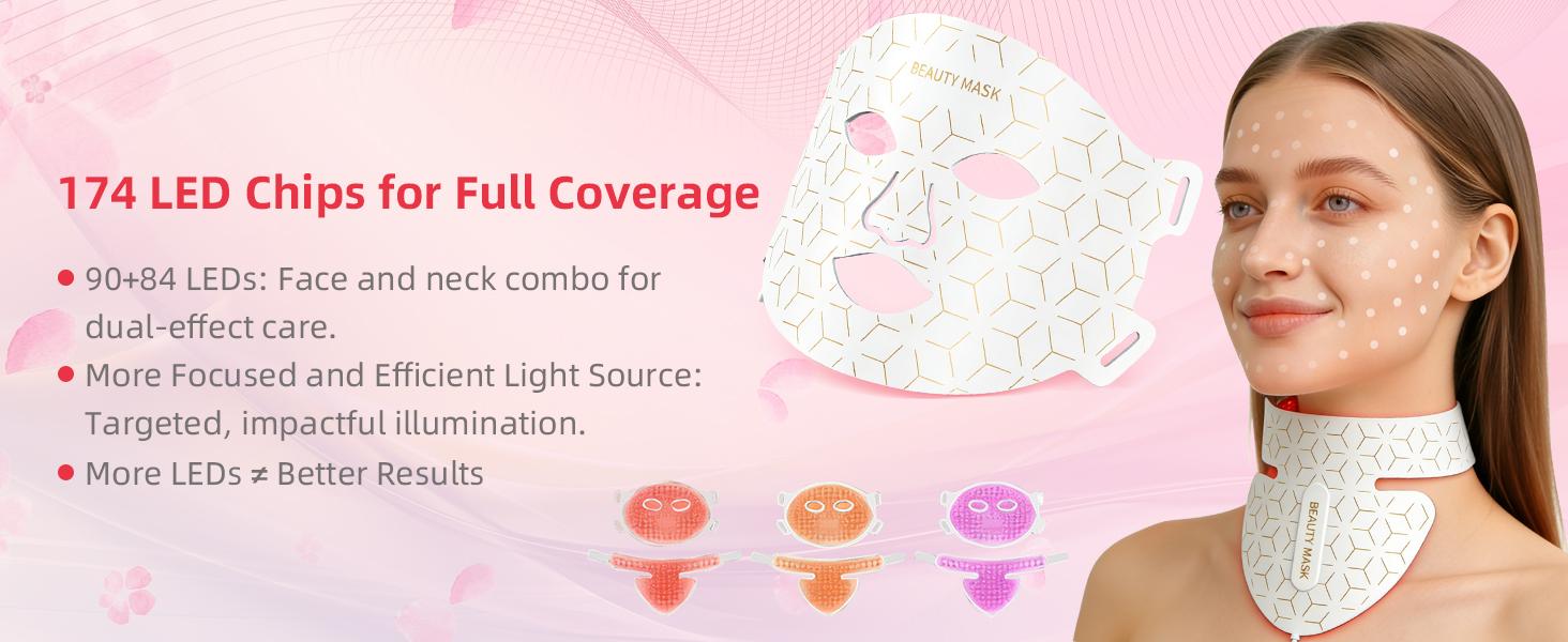 AYYHG Led Red Light Therapy Face & Neck Mask, 7  Led Light Therapy Facial Mask, Infrared Red Light Therapy Mask, Infrared Light Skin Rejuvenation(White)