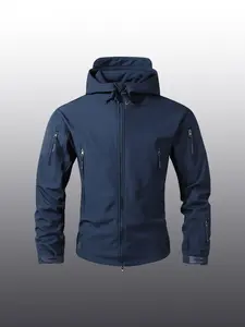 Tactical Windproof Fleece Lined Fitted Jacket, Thick Warm Multi-Functional Outdoor Hooded Coat, Men's Winter Cotton Parka