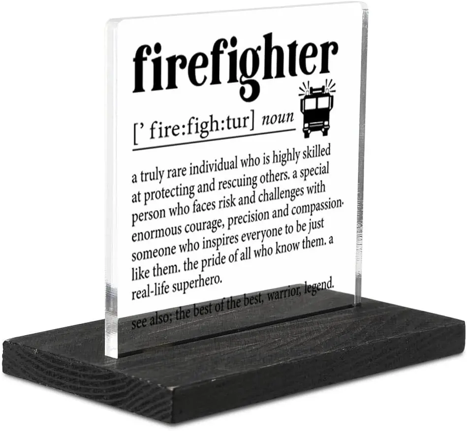 Firefighter Gifts for Women Man, First Responders Fireman Appreciation Fire Academy Graduation Gifts, Thank You Gift for Firefighter Work Anniversary Desk Decorative Signs