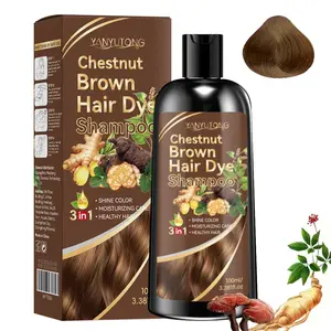 3-In-1 Hair Dye Shampoo, Natural Chestnut Coverage, Moisturizing Care with Ginseng & Plant Extracts, Salon Quality, Hairdye Shampoo
