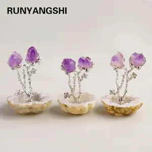 1PC Handmade Natural Crystal Amethyst Agate Geode Healing Stone Cluster Ornament - Home Decor Gift