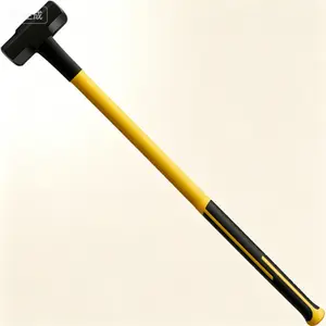 Heavy Duty Striking Tool, 6lbs Sledgehammers with 35-Inch Fiberglass Handle, Overstrike Protection, Textured Grip Strike Drilling/Crack Hammer, Reusable Impact Force, No Glue Needed