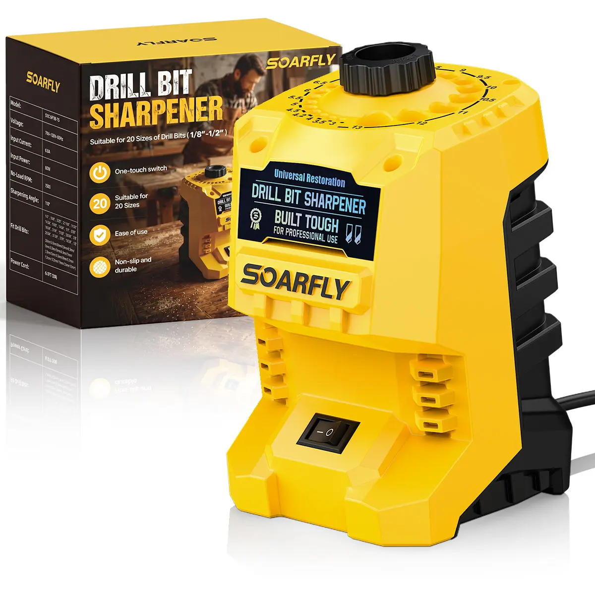 Electric Drill Bit Sharpener, 95W Drill Grinding Machine for 3mm-13mm HSS & Carbon Steel Drill Bits, Automatic Drill Bit Sharpening Tool with Precise Angle Control for Home DIY, Workshop & Professional Use
