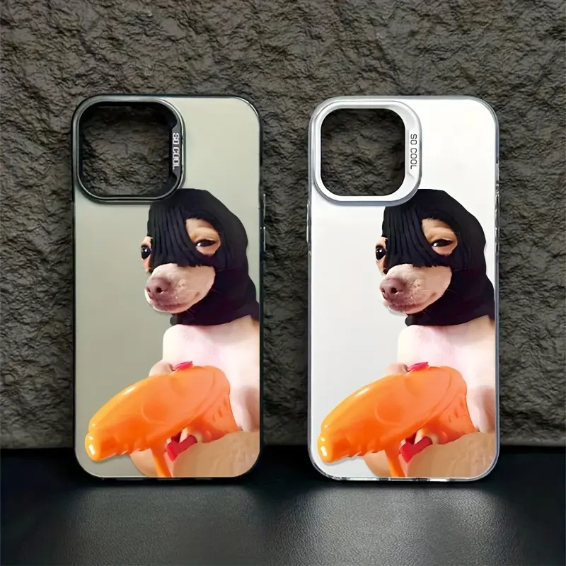 Unique Quirky Dog Robber Pattern Laser Anti-Drop Phone Case for iPhone 17 Air-16 Plus-15 Pro Max-14 Pro-13-12-11-XS Max-X, Mobile Phone Accessories, Ideal Holiday Gift for Loved Ones