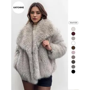 Women's Elegant Solid Color Wide Lapel Snap Closure Fuzzy Thermal Outerwear(gift)