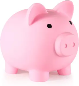 PJDRLLC Piggy Bank, Unbreakable Plastic Money Bank, Coin Bank for Girls and Boys, Medium Size Piggy Banks, Practical Gifts for Birthday, Easter, Christmas (Pink)