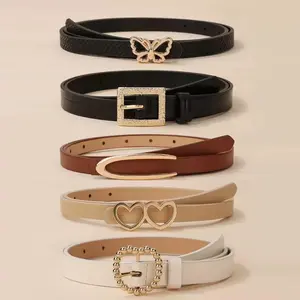 Fashion Buckle Belt Set, 5pcs/set Casual Jeans Waist Belt for Women, Trendy Accessories for Everyday Style, Trendy Exquisite Belt
