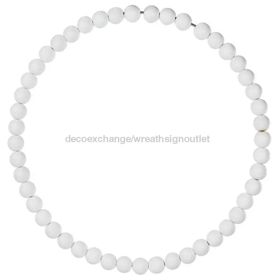 15.5"Dia Wood Bead Wreath W/25Mm Beads Whitewash MY102831