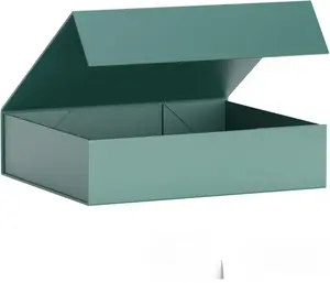 Gift Boxes with Lids, 11.5x7.8x3 In Forest Green Gift Box for Presents Magnetic Closure for T-Shirts, Gloves, Scarves, Books, Baby Clothes, Robes Clothing Gift Wrap, Contains Card, Ribbon