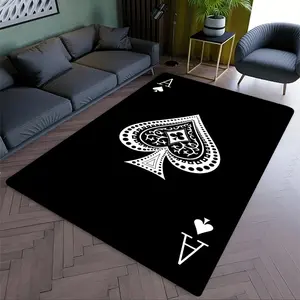 Ace of Spades Large Soft Diatomite Quick-Dry Floor Mat Soft Diatomite Material Minimalist Black and White Ace of Spades Design with Intricate Vintage Details, Ideal for Modern, Edgy, Game Room, Poker Room and Bachelor Pad Decor