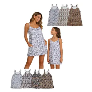 Sleeveless Camo Print Stretch Tank Dress Matching Sets, Mother’s Day Gifts for Mom & Girls, Comfy Athleisure Athletic Yoga Wear, Women's Clothes Essential for Summer Casual Sports,summervibes