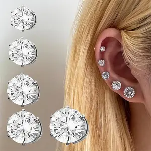 Cubic Zirconia Stud Earrings | Hypoallergenic and Nickel Safe for Sensitive Ears | High Fashion Earrings for Women and Men