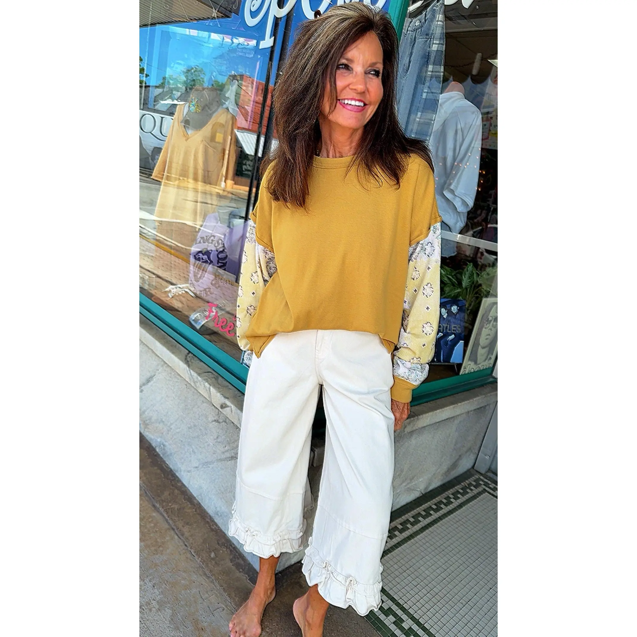 Ivory Prairie Ruffle Twill Jeans