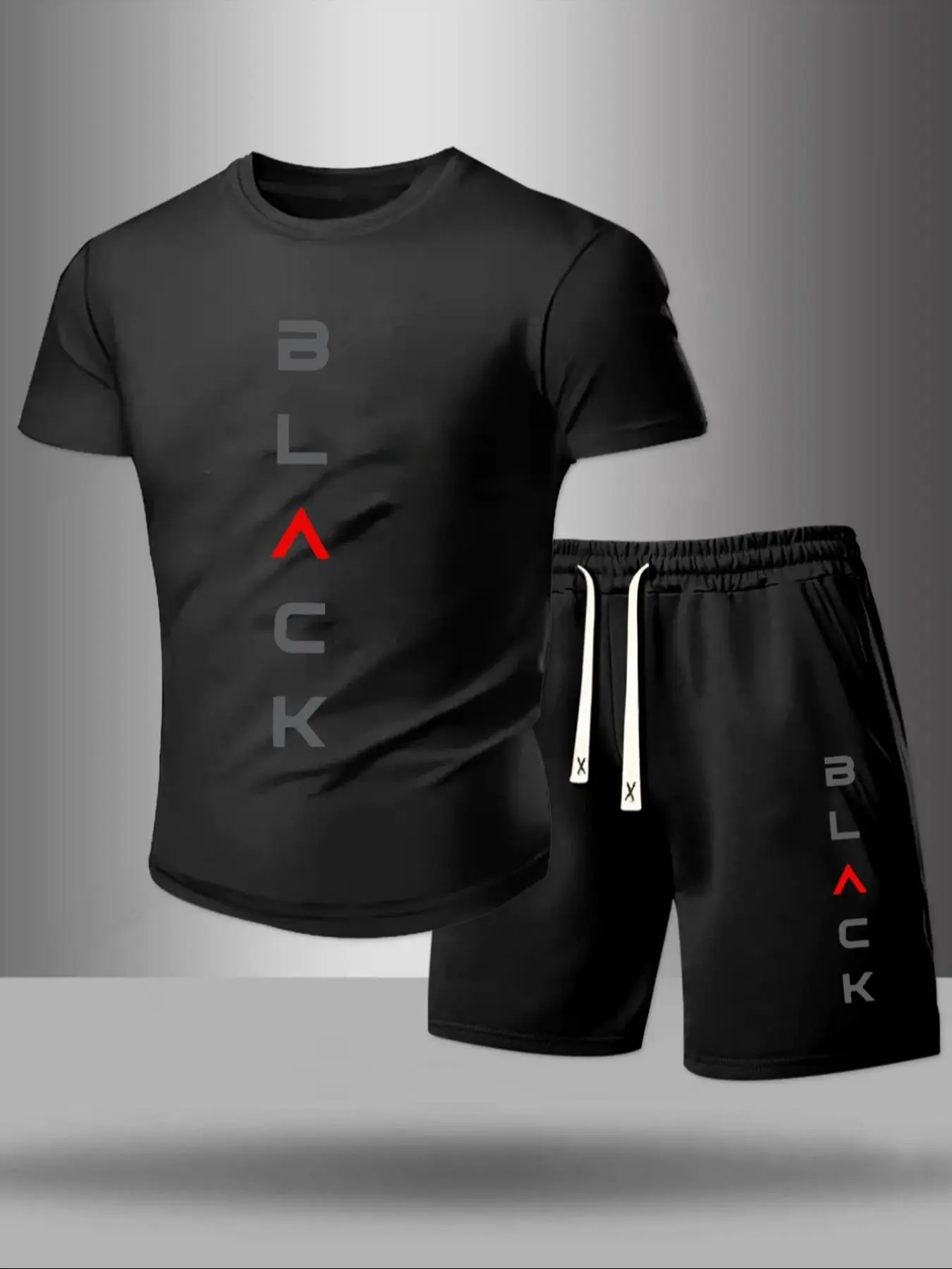 Summer DIESEL Letter Print, Comfortable Round Neck Loose Fit T-Shirt and Elastic Waist Shorts Set, Perfect for Outdoor Fitness and Casual, Sports Clothing Set