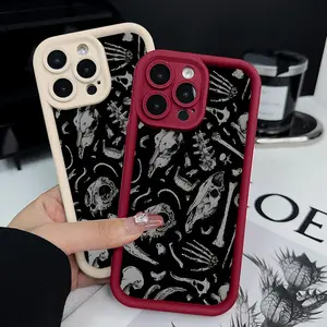 Skeleton series painting pattern, anti drop, anti slip TPU all inclusive lens phone protective case, suitable for iPhone 17, 16, 15, 14, 13, 12, 11 XS X and other series models, can be given as a gift to friends or family