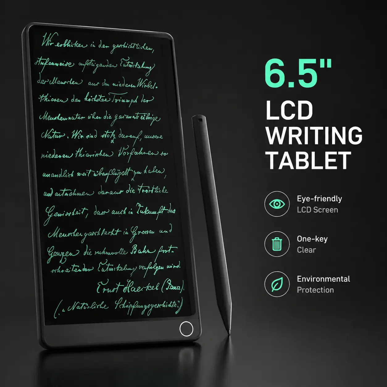 6.5 Inch LCD Writing Tablet, Portable Electronic Drawing Notepad with Stylus, Dual Erase Mode Reusable Digital Handwriting Board for Notes Drafting
