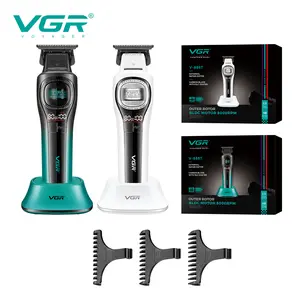 VGR 888T Hair Trimmer for Men Cordless Professional, Turbo 8000 RPM Hair Clipper with DLC Carbon Blade, LED Display, USB Charging Base, Rechargeable Beard & Hair Cutting Kit with Guide Combs