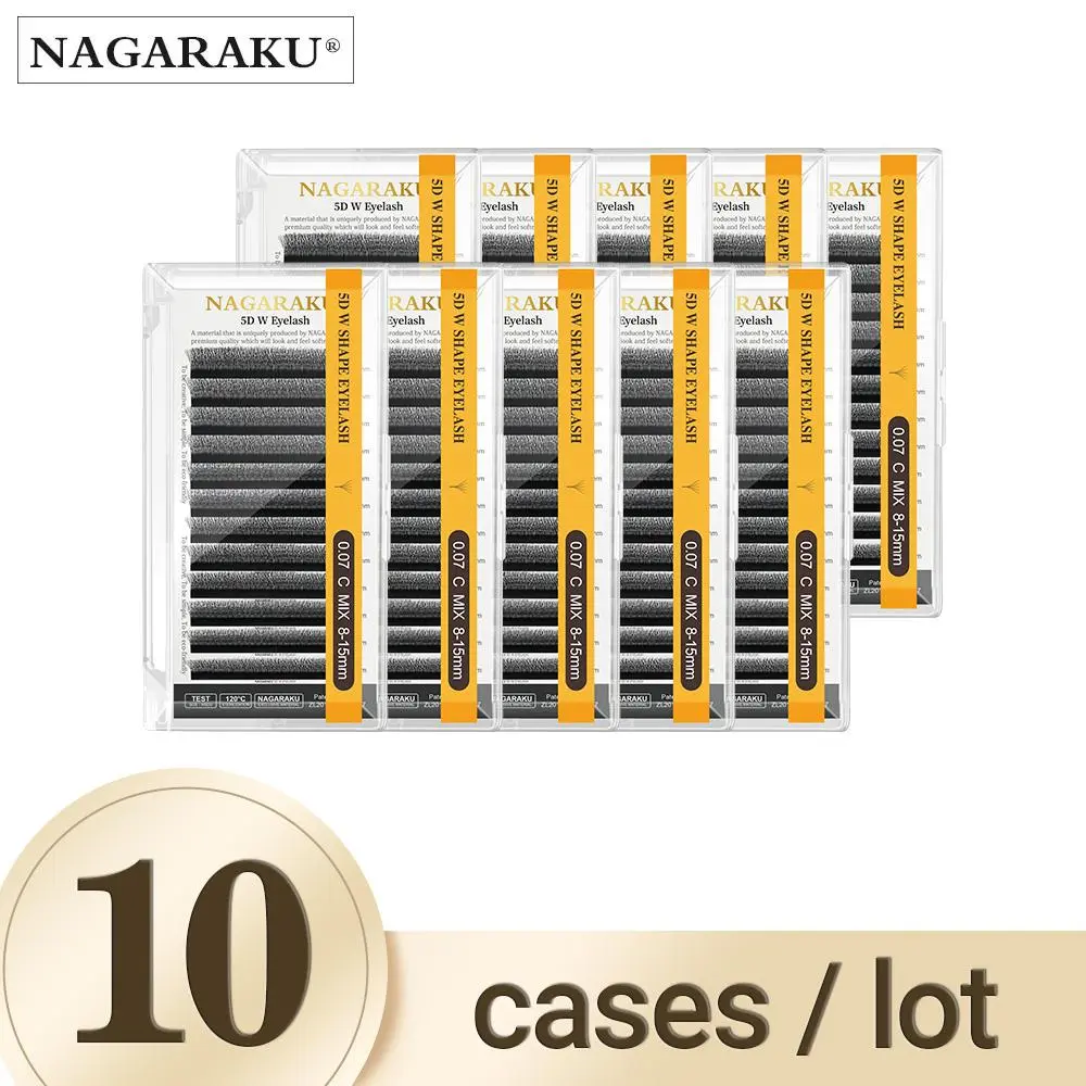 NAGARAKU 10cases 3D 4D 5D 6D W Shape Premade Fans Eyelashes Extensions Natural Soft Light Individual Lashes 2026 New