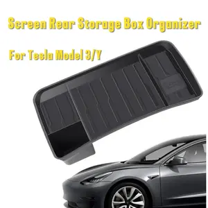 For Tesla Model 3/Y Screen Rear Storage Box Organizer Multifunctional Car Organizer Magnetic Storage Invisible ETC Sunglasses Tray Tissue Box Accessories