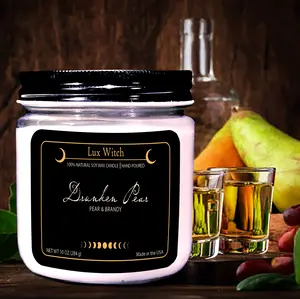 Drunken Pear, Pear & Brandy, 100% Soy Wax, Double wick, 10oz Candle Aroma Decor