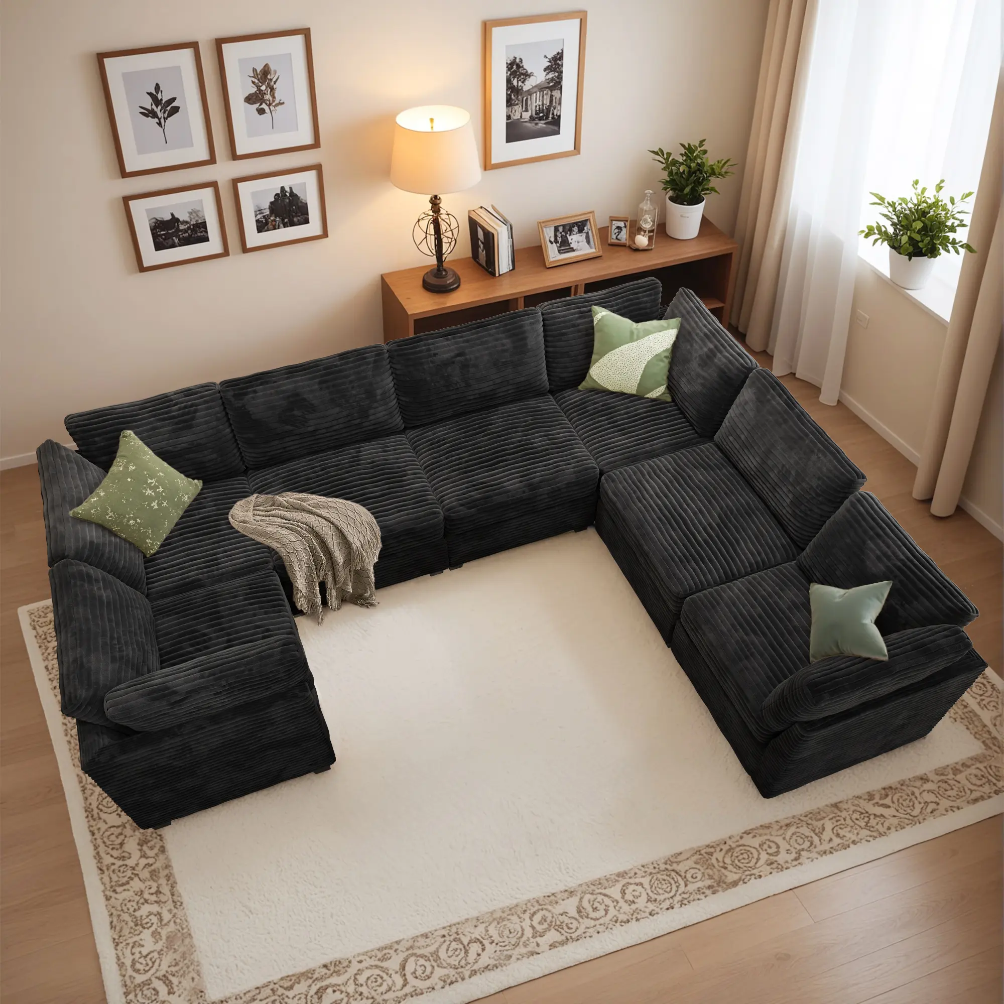 Black Corduroy 4 Corner + 3 Middle