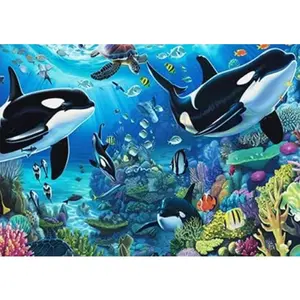 1PCS Diamond Painting Kit Ocean Orca Whale Turtle Fish DIY Rhinestone Embroidery Cross Stitch Home Decor
