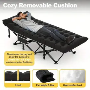 800LBS Heavy-Duty Round Pipe Camping Cot – 78"x32" Oversized for Adults, 1200D Rip-Resistant Fabric + Built-in Thick Mat, Compact 32"x10" Fold & Carry Bag – RV/Camping/Beach/Backyard Sleeping Bed