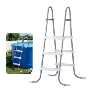 Above Ground Pool Ladder, 3-Step Steel A-Frame Swimming Pool Stairs for 42 in High Wall, 300 lbs Capacity Entry/Exit Steps with Secure Non-Slip Sturdy Wide Step, Easy Setup, Gray & White