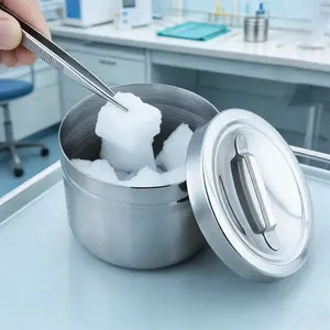 2pcs Stainless Steel Lab Drying Jars, Flip Lid, Durable, Easy to Clean Multi-Purpose Storage Containers for Alcohol and Small Items