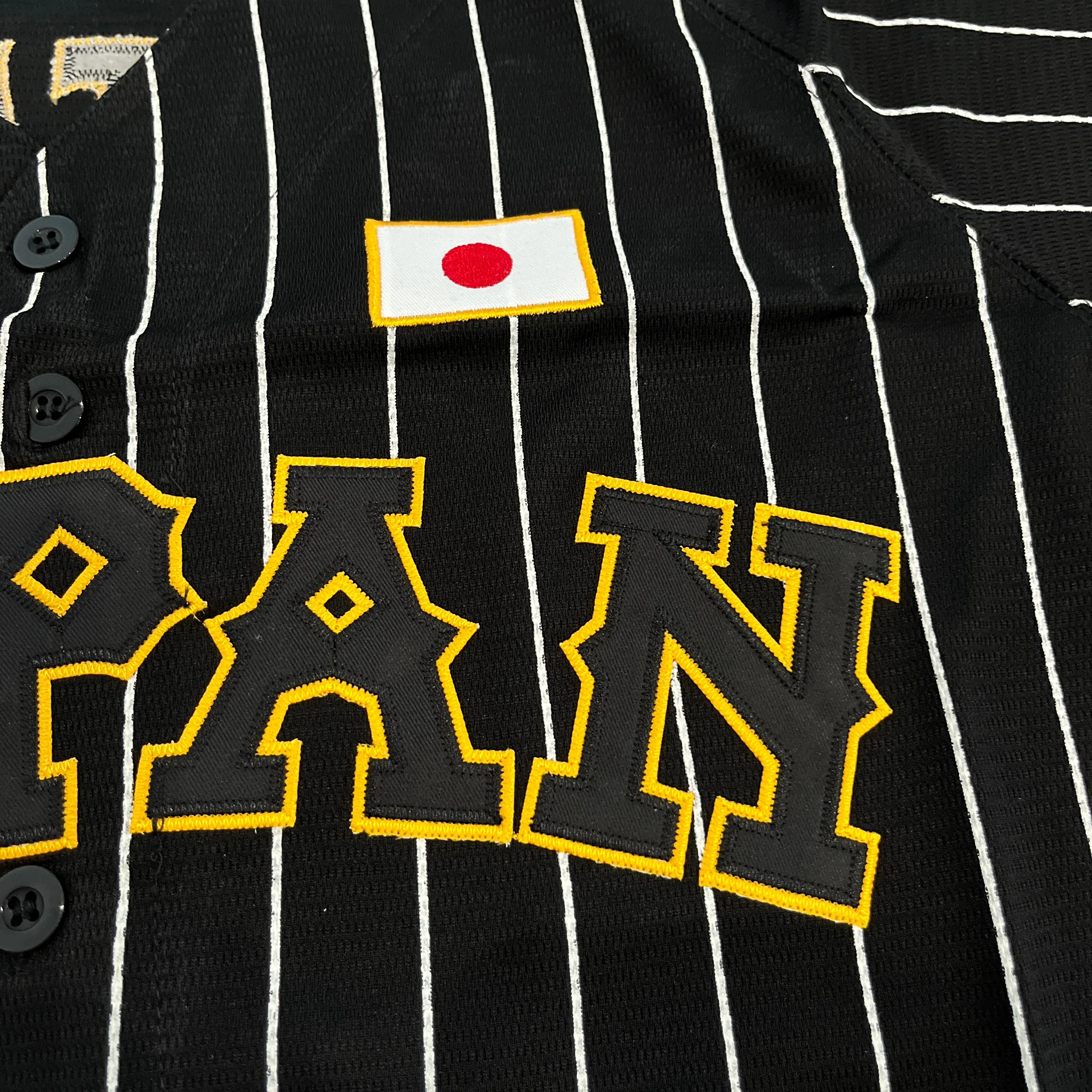Men's Black Pinstripe #18 Yamamoto Team Japan Baseball Stitch Mens