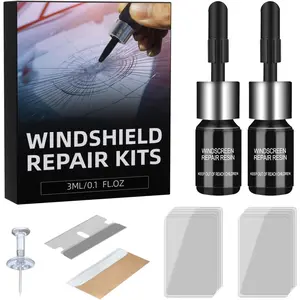 Car Windshield Chip Repair Kit, Windshield Repair Kit Nano Glass Crack Repair, Auto Glass Crack Chip Quick Fix Tools, Bulls-Eye and Star-Shaped Crack,2 Bottles