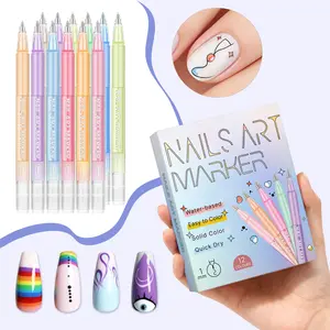 12 Colors Nail Art Pens Set，DIY Nail Art Marker Graffiti Dotting Pen for Nails Art Design Manicure Nail DIY Decoration