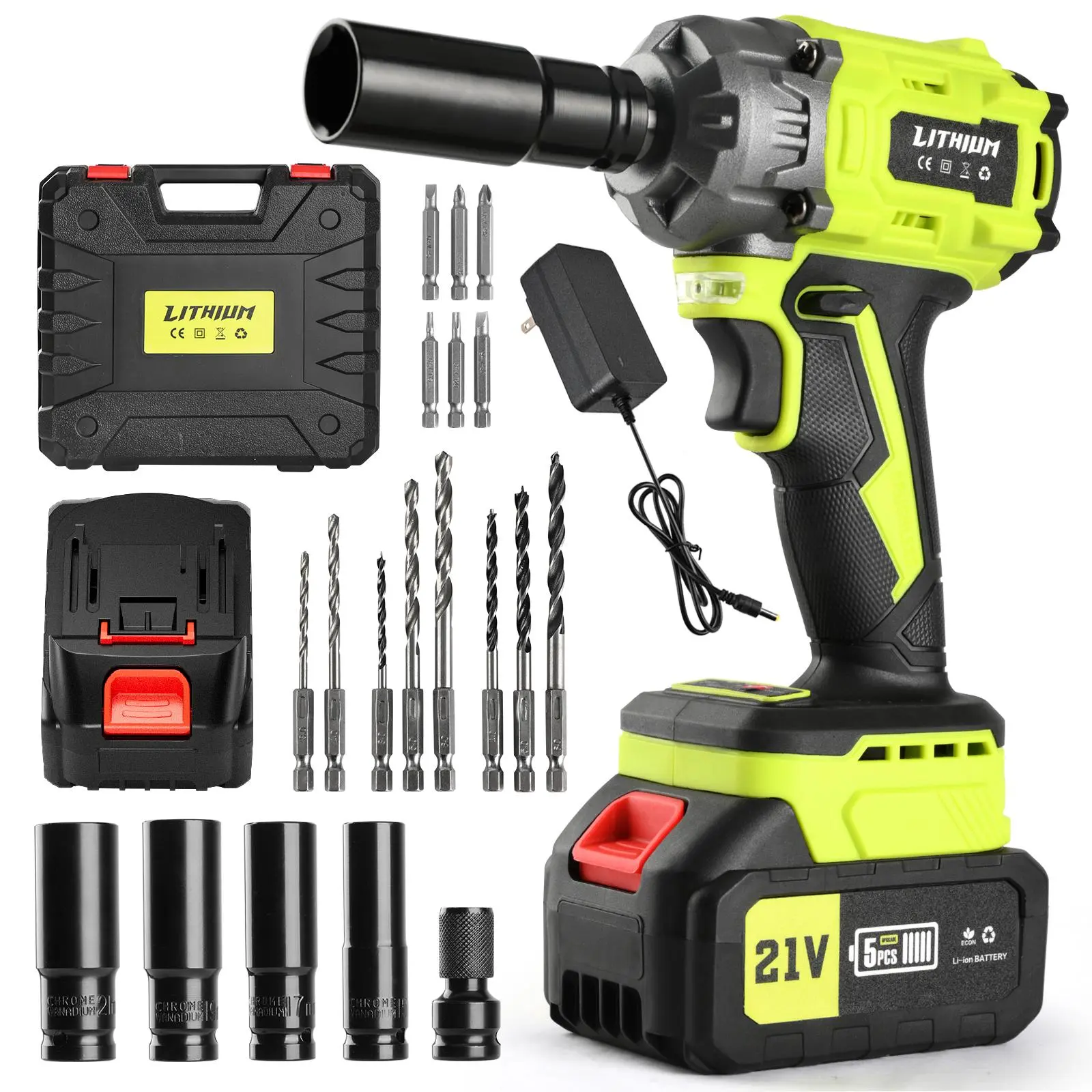 Cordless Impact Wrench,400Ft-lbs (550N.m) 1/2" Brushless Impact Gun, 21V High Torque Power Impact Driver, 2x4.0Ah Batteries Electric Impact Motor Variable Speeds for Family Car/Pickup Truck/Mower