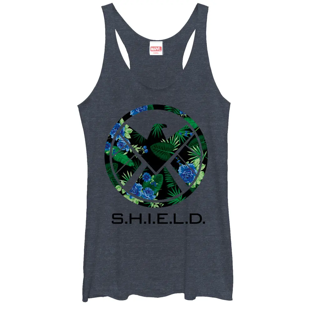 Women's Marvel S.H.I.E.L.D Tropical Print Logo Racerback Tank Top