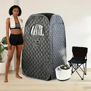 3L 1200W Portable Sauna Tent, Full-Size Steam Sauna for Home Relaxation, Large Sauna, Sauna Steamer, with Sauna Chair and Remote Control, Full-Size Personal Sauna Tent, Suitable for Home Spa. Indoor Sauna