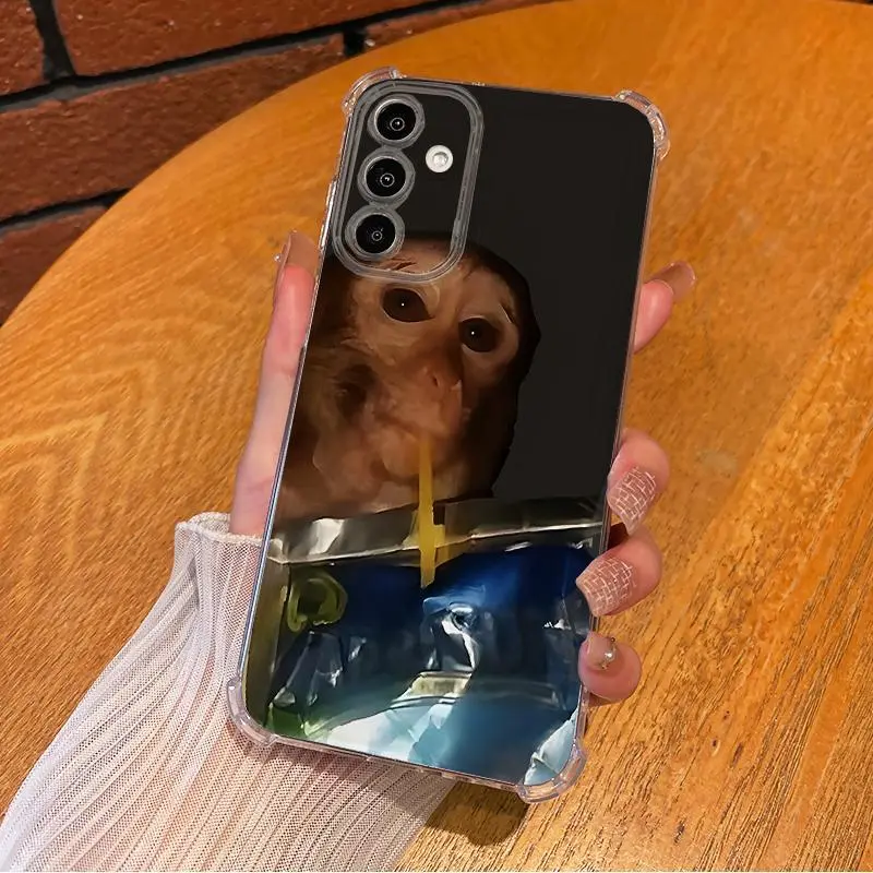 Monkey Sipping Caprisun Phone Case For SAMSUNG GALAXY A14 A15 A16 A25 A26 A34 A35 A36 A53 A54 A55 A56 4G 5G Gift Ideas Anti-drop Cellphone Protective Case Soft Transparent Shockproof Mobile Phone Cover Ultra Thin Magnetic Wireless Charging, Accessories, S