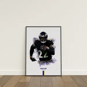 Derrick Henry Baltimore Ravens Poster, Wall Art Home Decor For Sports Fan, Sports Gift, Football Fans Modern Office & Gym Decor (Frame Not Included)