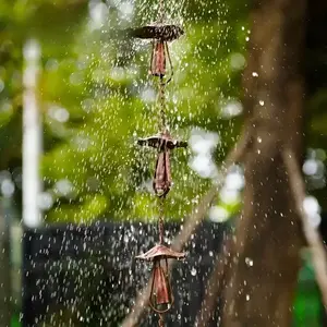 Pc Vintage Iron Mushroom Rain Chain, Decorative - Rustic Iron Wind Chime With Mushroom Pendants, No Electricity Needed, Perfect For Garden & Patio Decor, Spring & Summer Outdoor Decoration, Natural Aesthetic, Durable Rain Chains