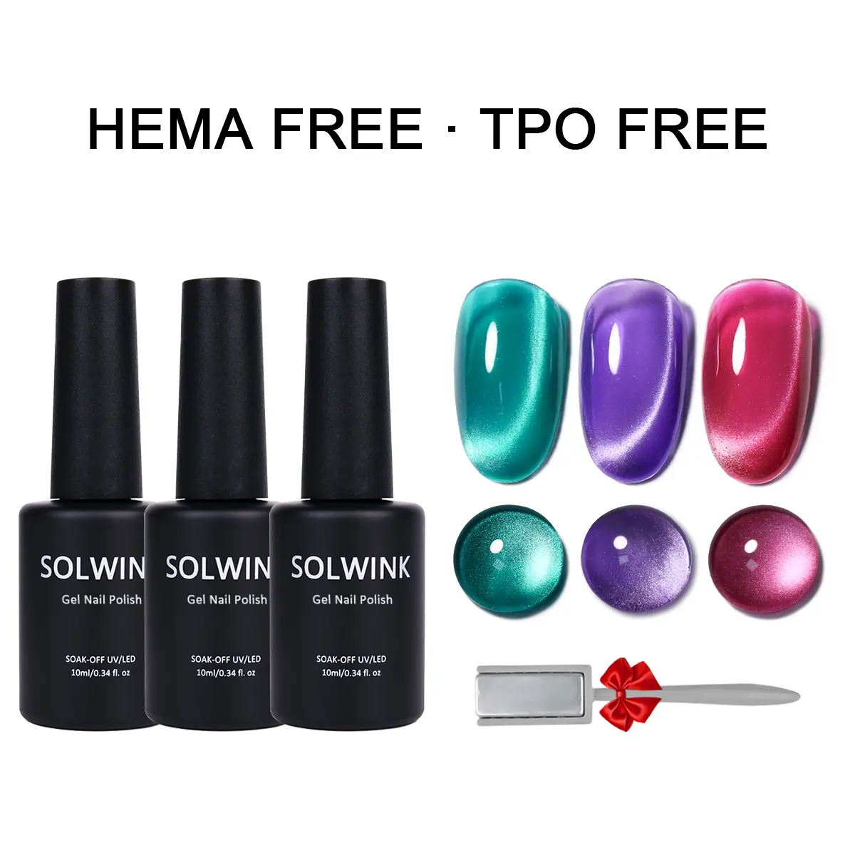 SOLWINK Wonderland Sure off UV/LED lamp HEMA/TPO FREECat Eye Gel  Safe for Natural Nails Extension Nail Tips Toes